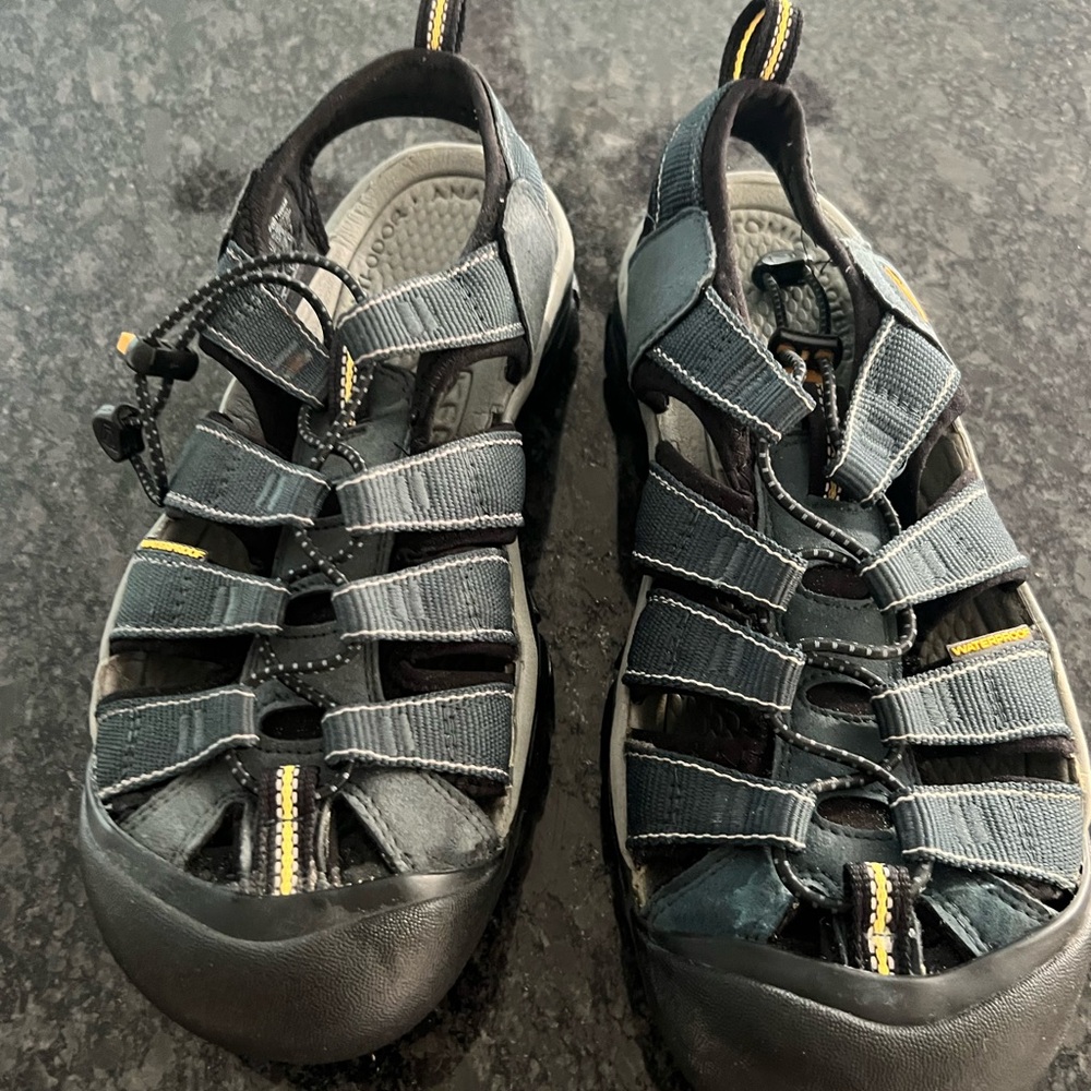 Keen Black and Gray Sandals with Yellow Highlights